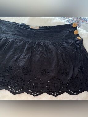 Black Eyelet Lace Trim Skirt